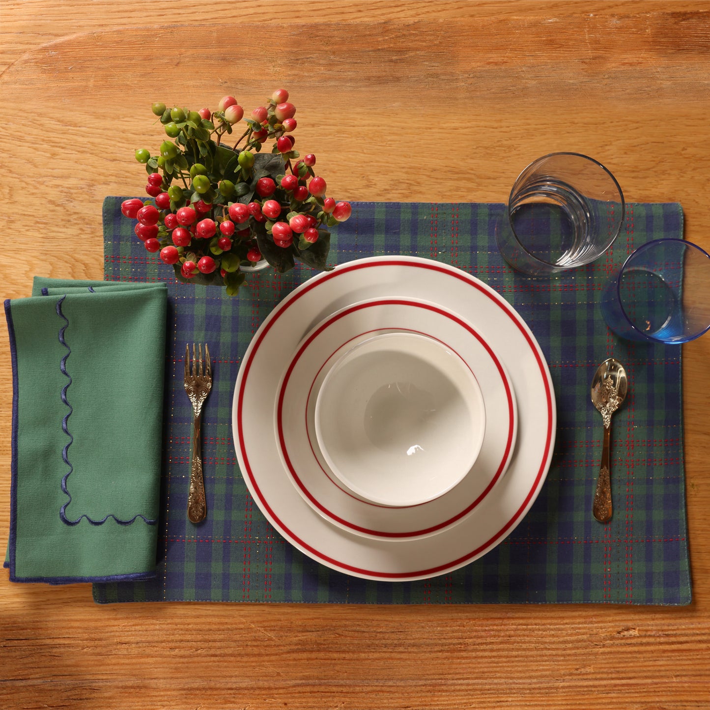 Stitch Plaid Holiday Placemats Set of 4