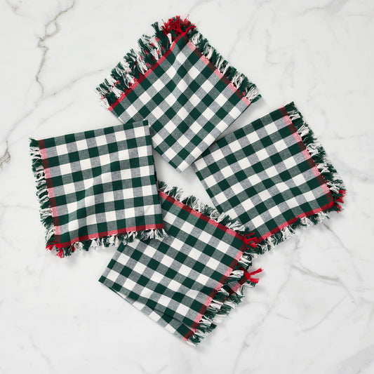 Holiday Picnic Gingham Napkins - Cotton Napkin Set of 4