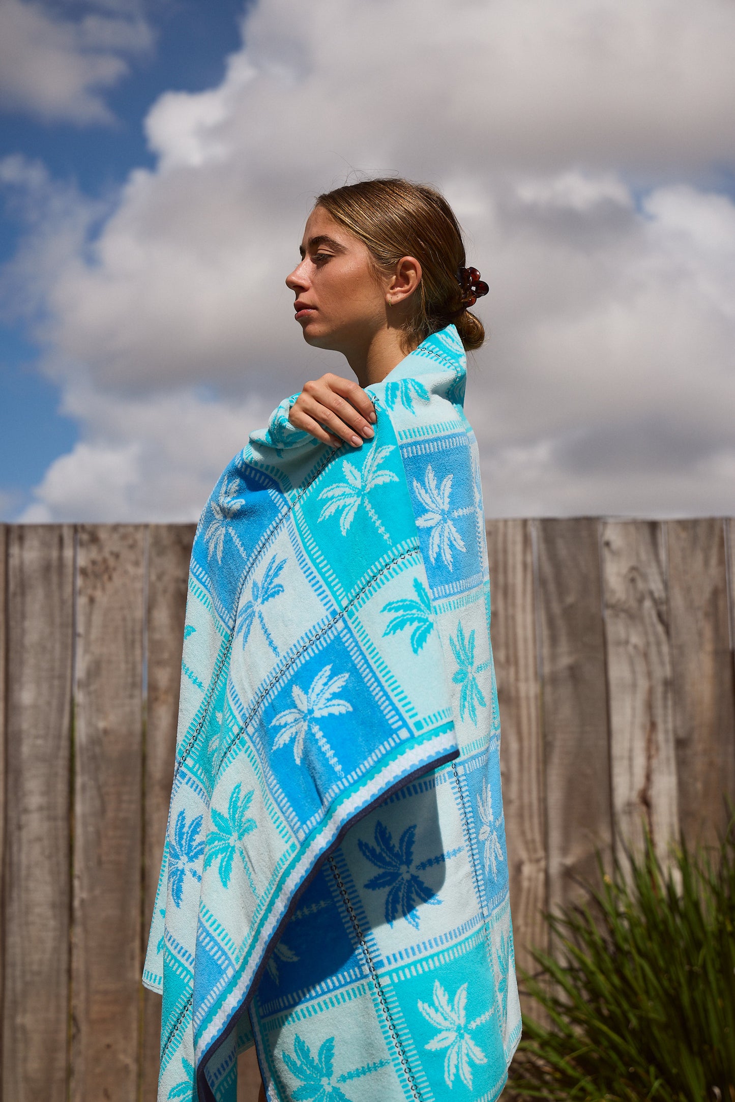 Tropical Rio Checkerboard Dixie Blue Baja Blue Beach Towel