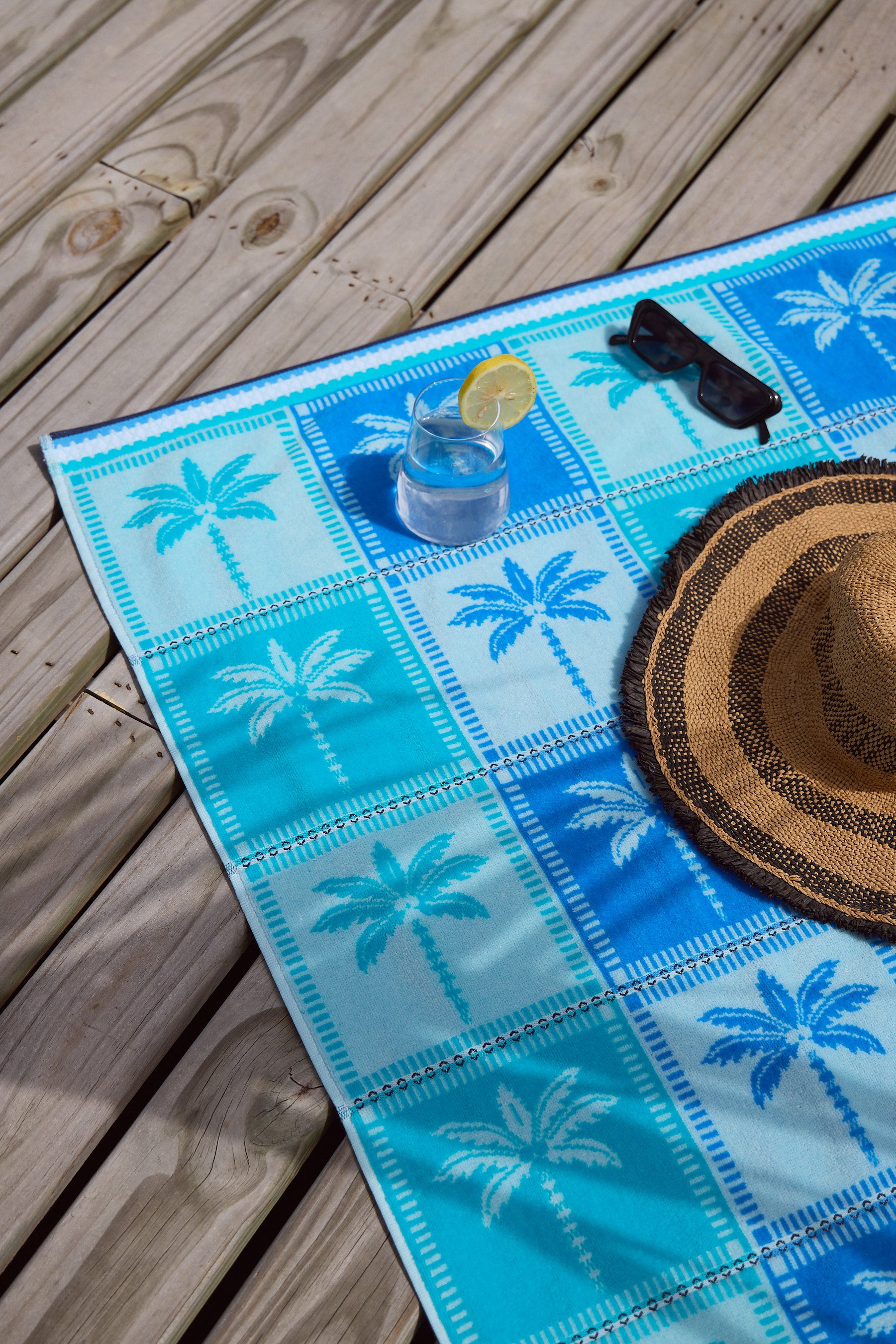 Tropical Rio Checkerboard Dixie Blue Baja Blue Beach Towel – CARO HOME