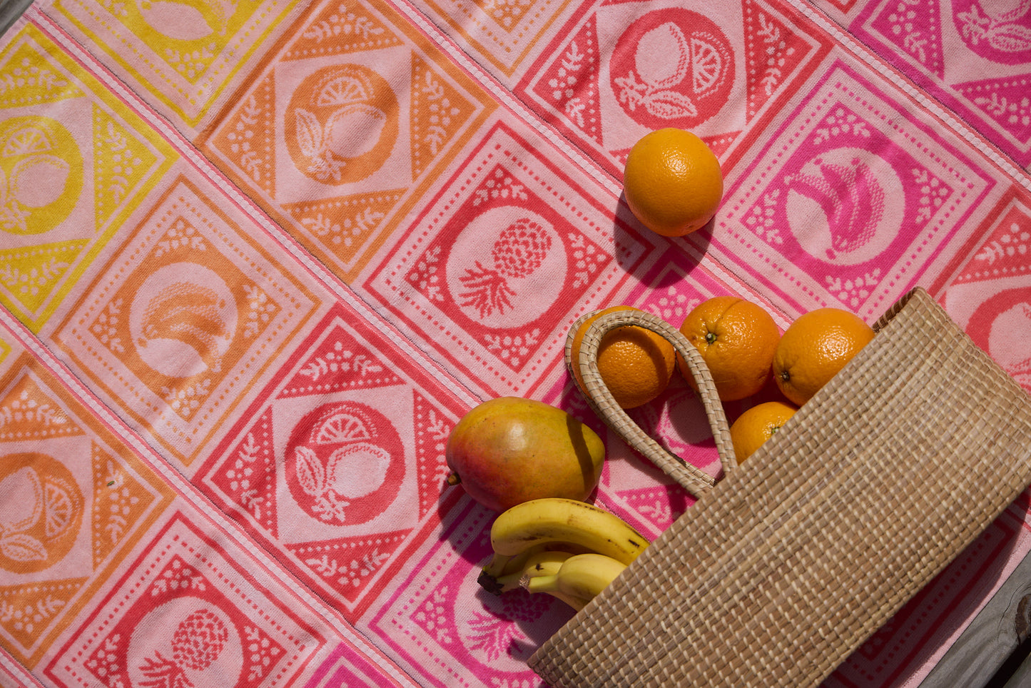 Framed Fruit Sherbert Coral Beach Towel