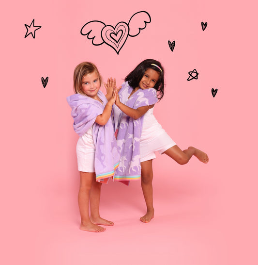 Unicorn Kids Towel Set — Very Violet