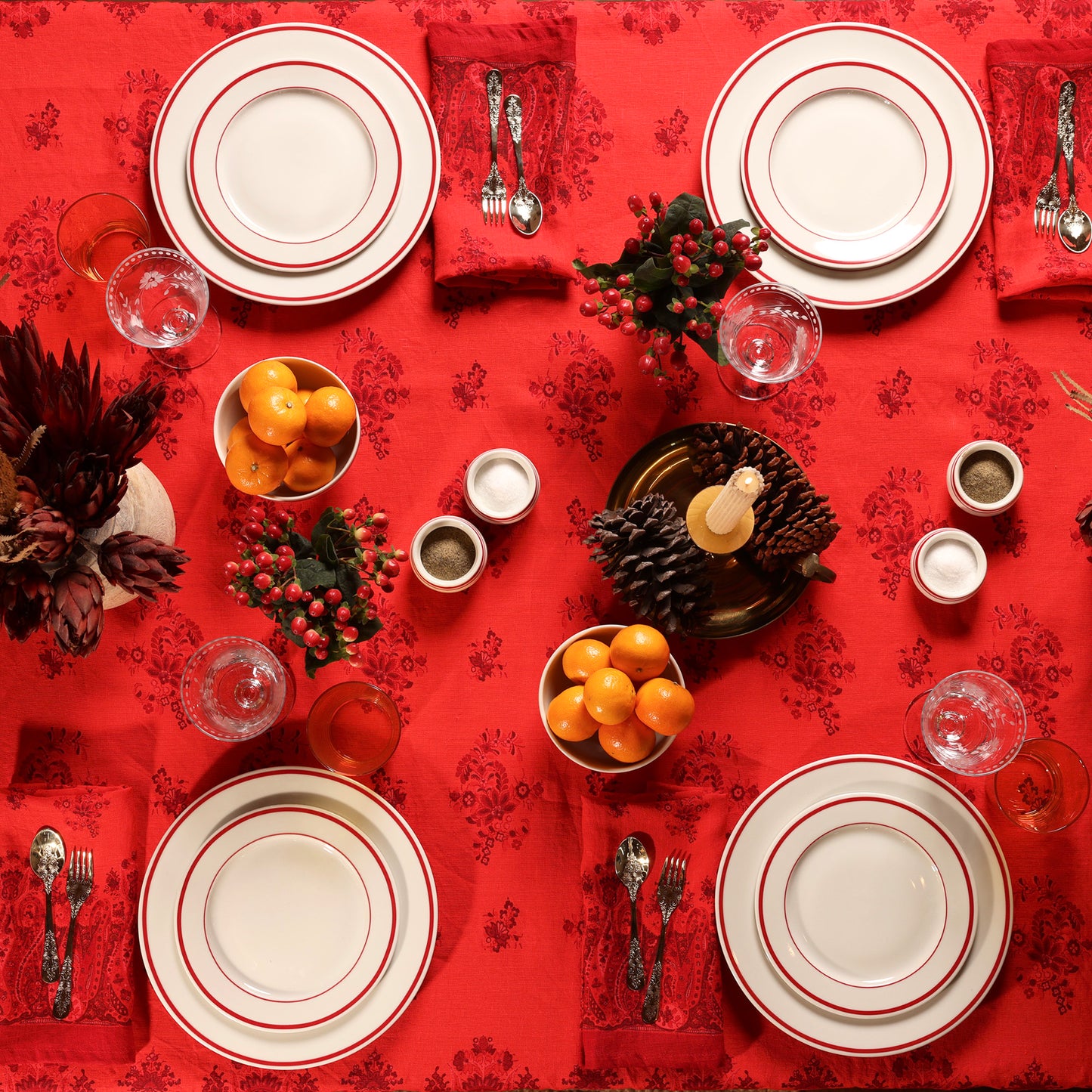 Portugal Linen Paisley Holiday Tablecloth Limited Edition