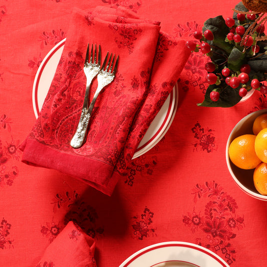 Portugal Paisley Linen Napkins Set of 4  100% Linen