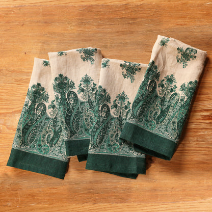 Portugal Paisley Linen Napkins Set of 4  100% Linen