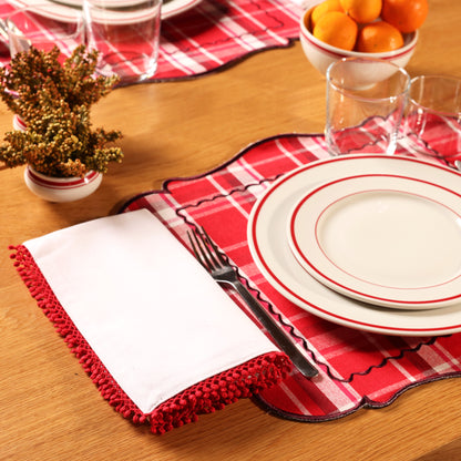 Holiday Criss Cross Napkins - Luxury Cotton Napkin Set of 4