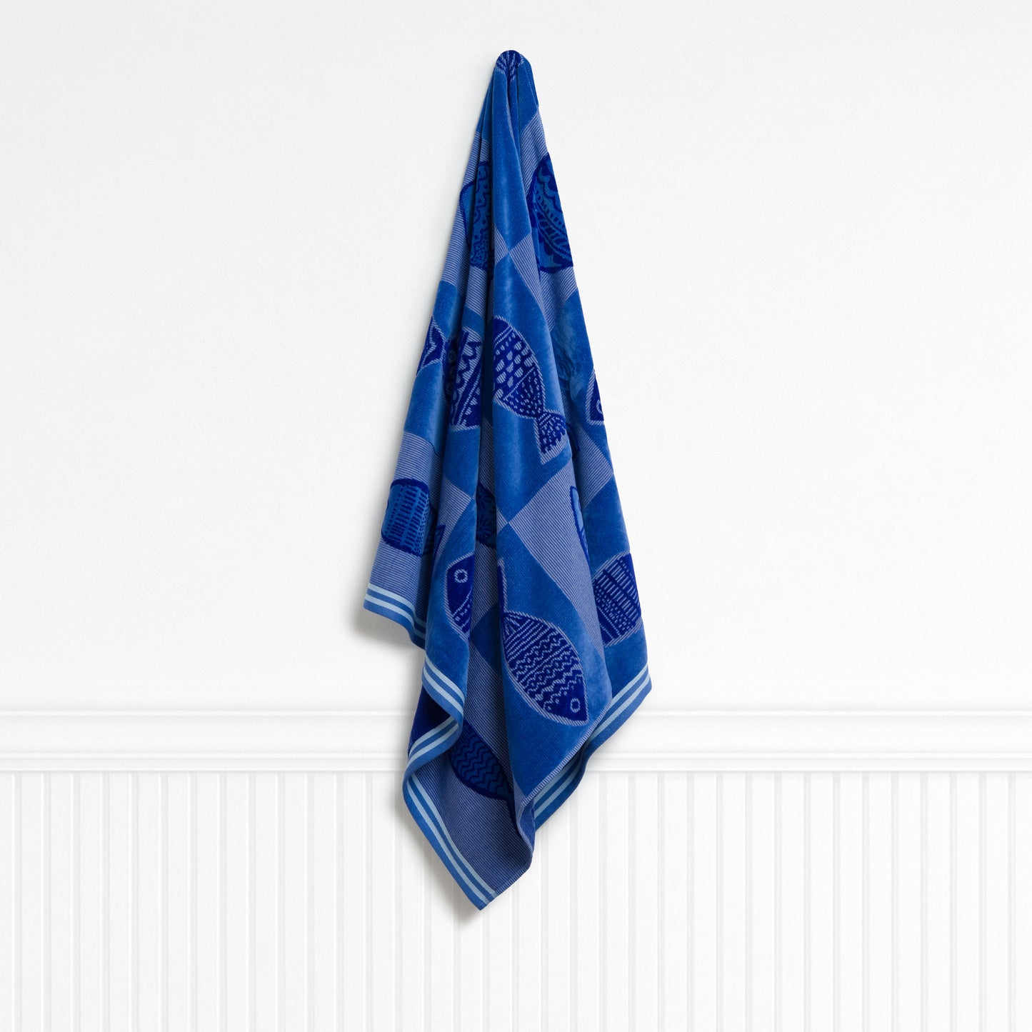Checker Fish Blue Beach Towel