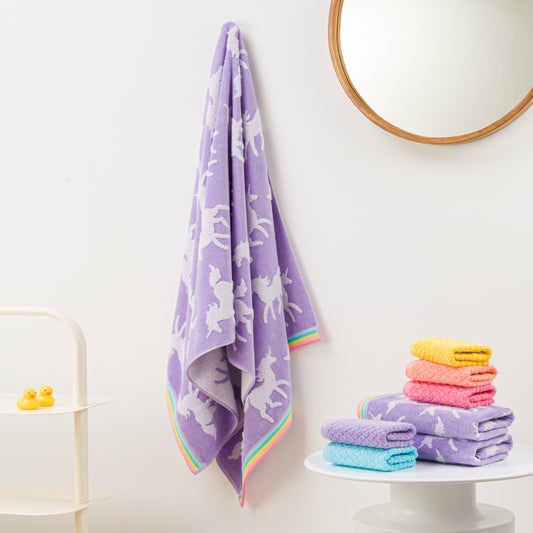 Unicorn Kids Towel Set — Very Violet
