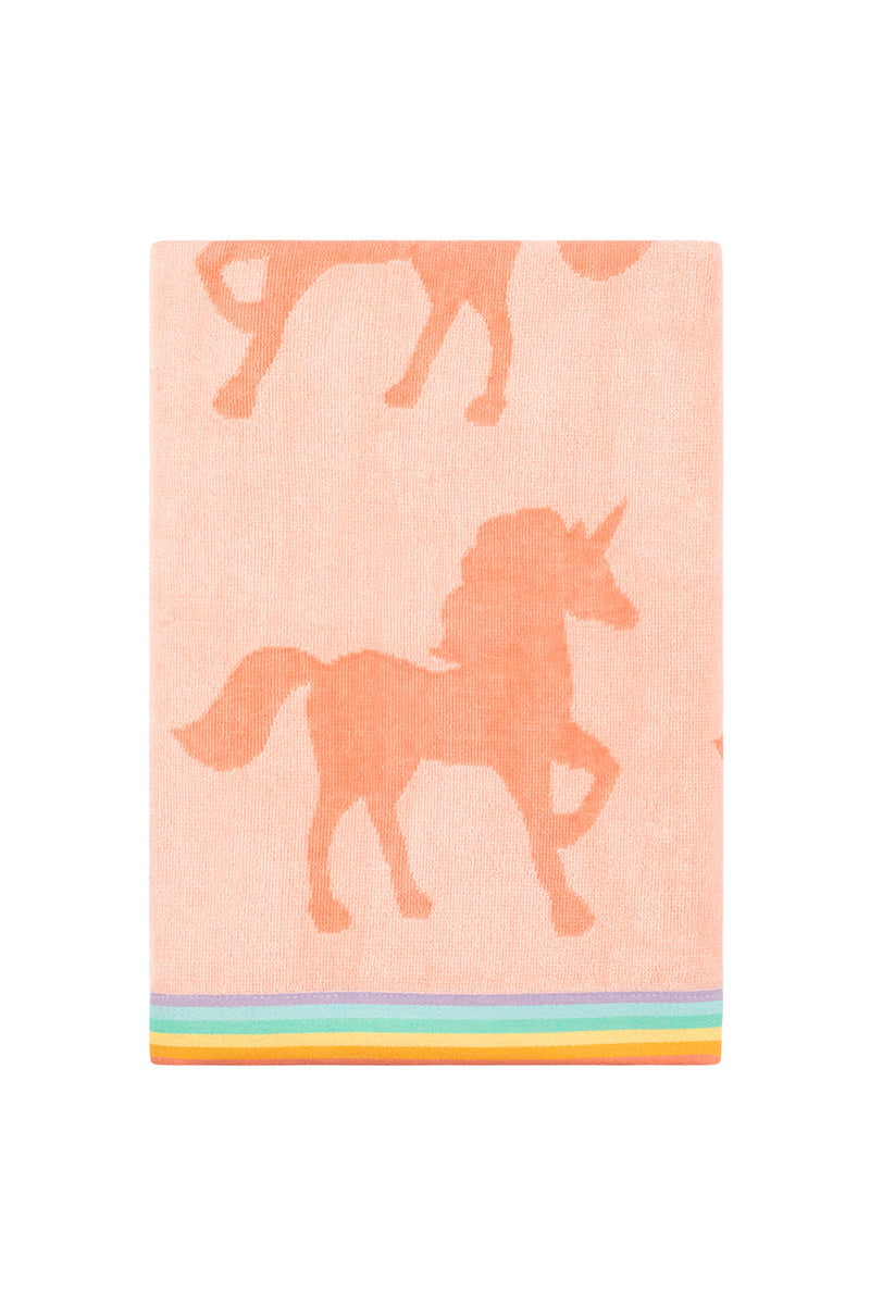 3pc CARO Home (1) Bath Towels (2) Hand Towel Unicorn's Pink Rainbow  Mystical Fun