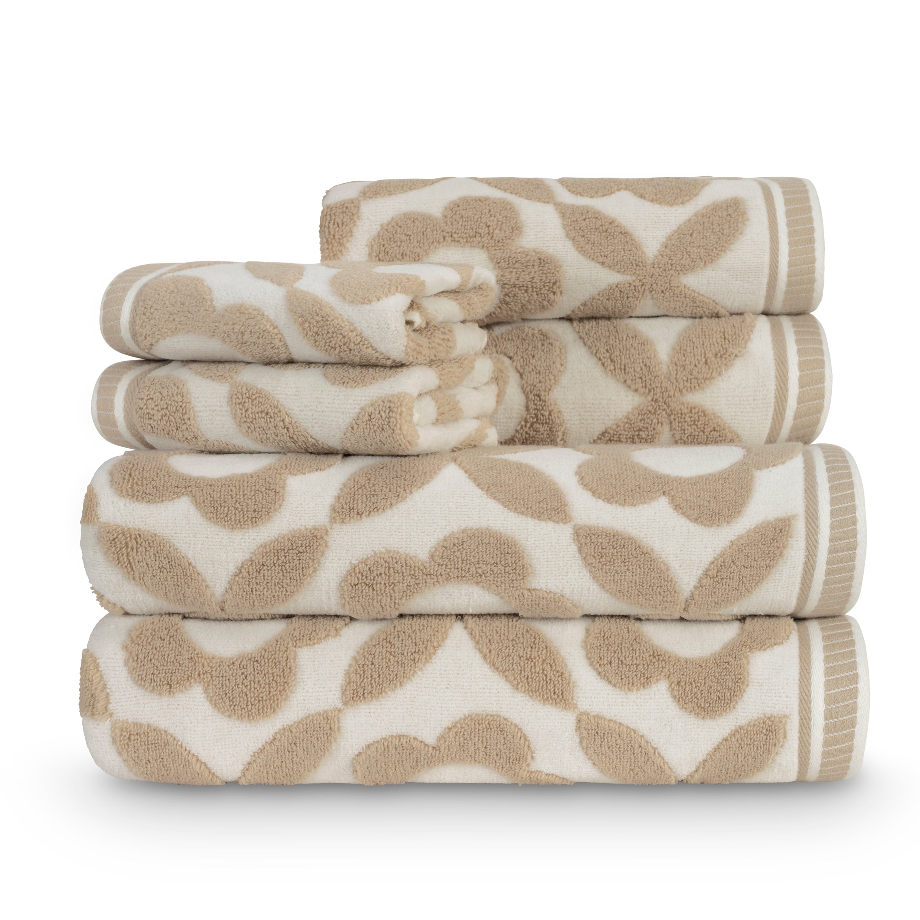 CARO Home: Daisy Geo 6-Piece Towel Set incl. 2 bath, hand & wash