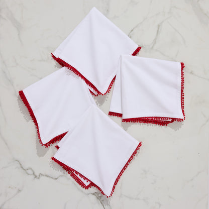 Holiday Criss Cross Napkins - Luxury Cotton Napkin Set of 4