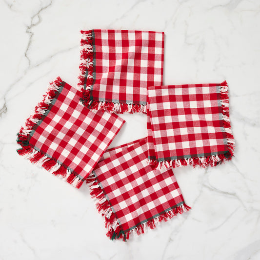Holiday Picnic Gingham Napkins - Cotton Napkin Set of 4
