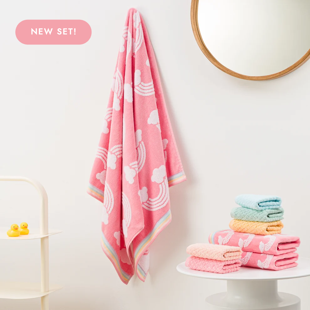 Rainbow Kids Towel Set — Pink