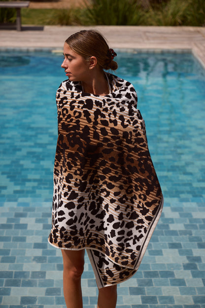 Leopard Coast Ivory Praline Beach Towel