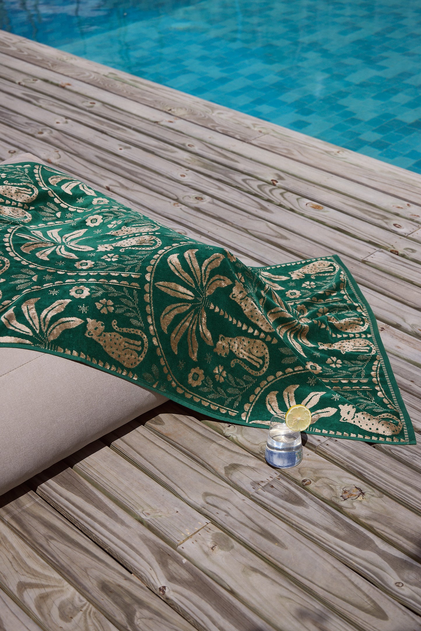 Cheetah Scallop Jade Winter Gold Beach Towel