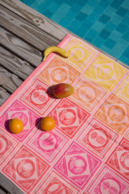 Framed Fruit Sherbert Coral Beach Towel
