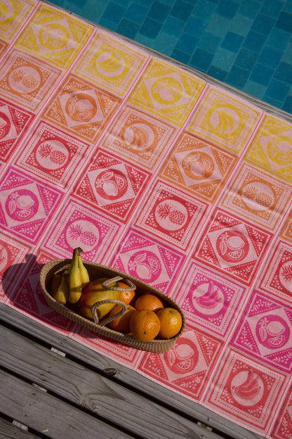 Framed Fruit Sherbert Coral Beach Towel