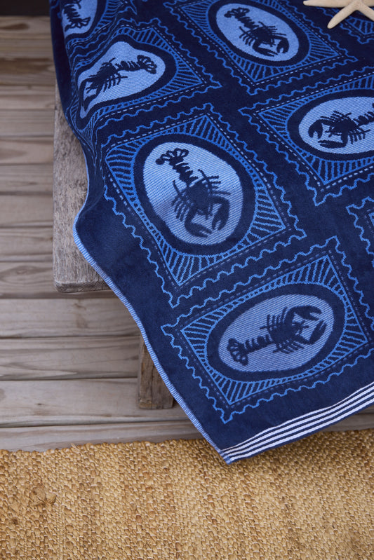 Lobster Frame Nova Navy Beach Towel