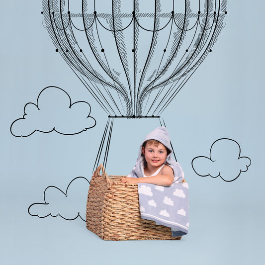 Clouds Silvery Blue - Kids Bath Towels