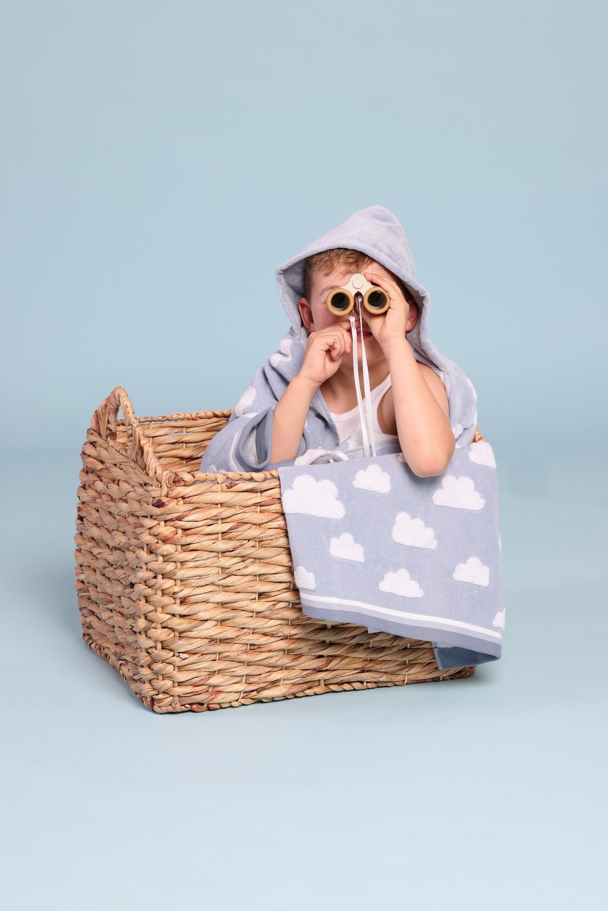 Clouds Silvery Blue - Kids Bath Towels