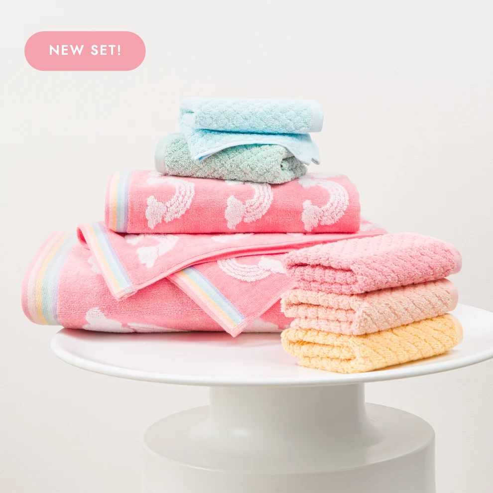 Rainbow Kids Towel Set — Pink
