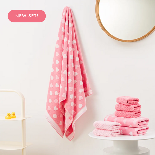 Sweethearts Kids Towel Set — True Pink