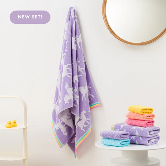 Unicorn Kids Towel Set — Very Violet